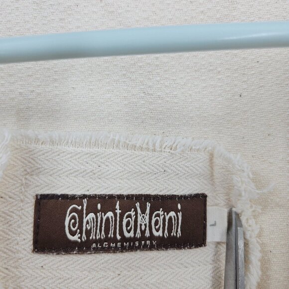 Chintamani Alchemistry Dress Cream Deep V-neck Fringe Sleeveless Mini Boho Sz L - Picture 6 of 10